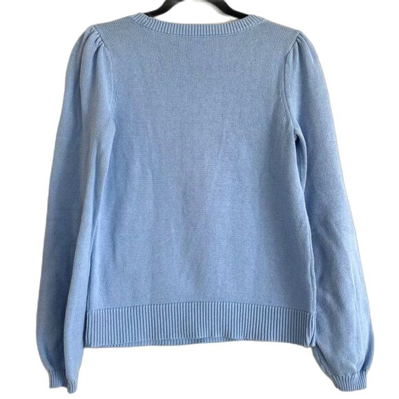 Loft Spring Embroidered Bicycle Light Blue Cotton Sweater